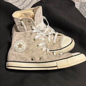 Converse Beige High-Top Sneakers with Star Logo